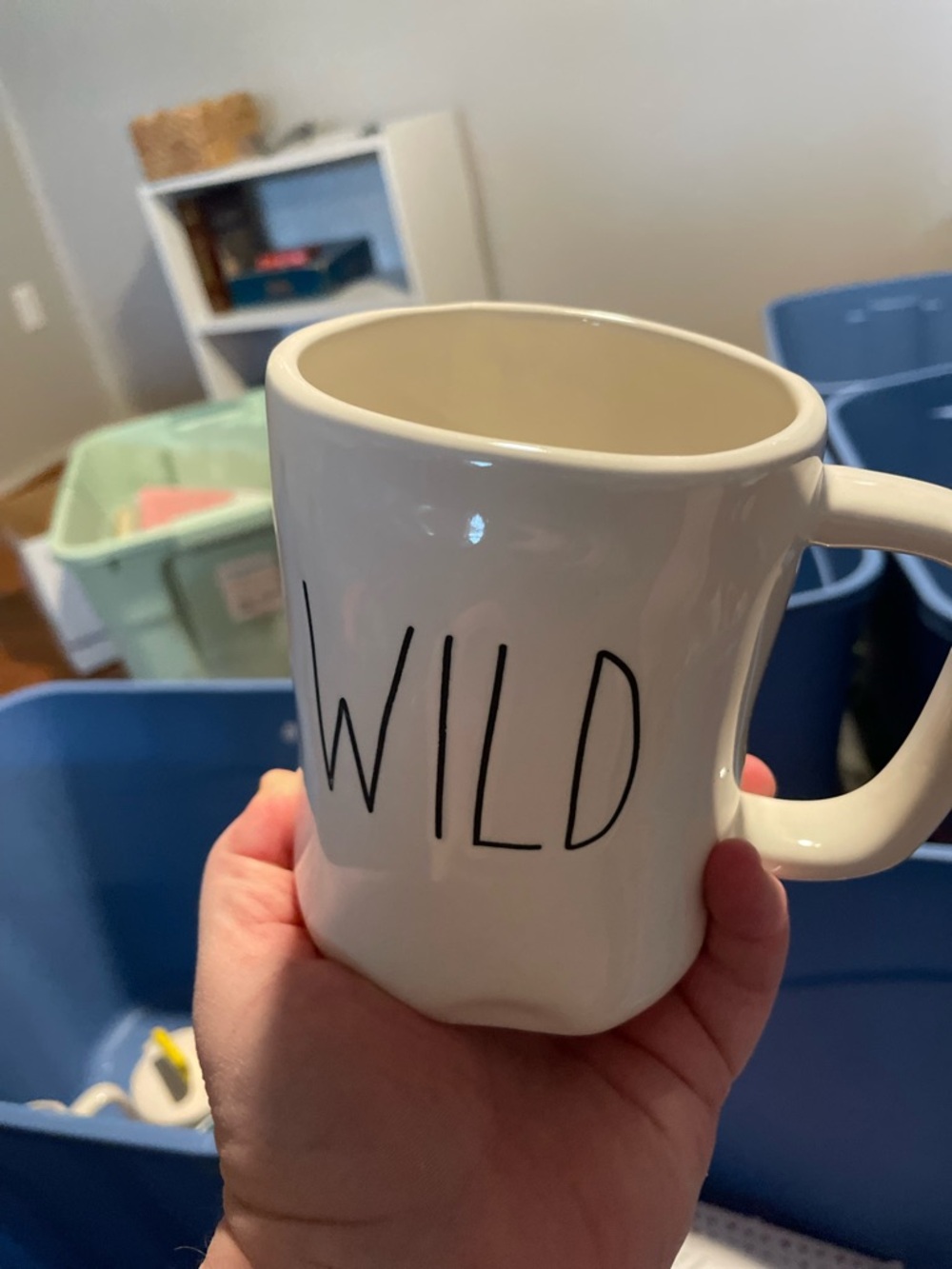 Rae Dunn White Ceramic Mug with WILD Black Lettering